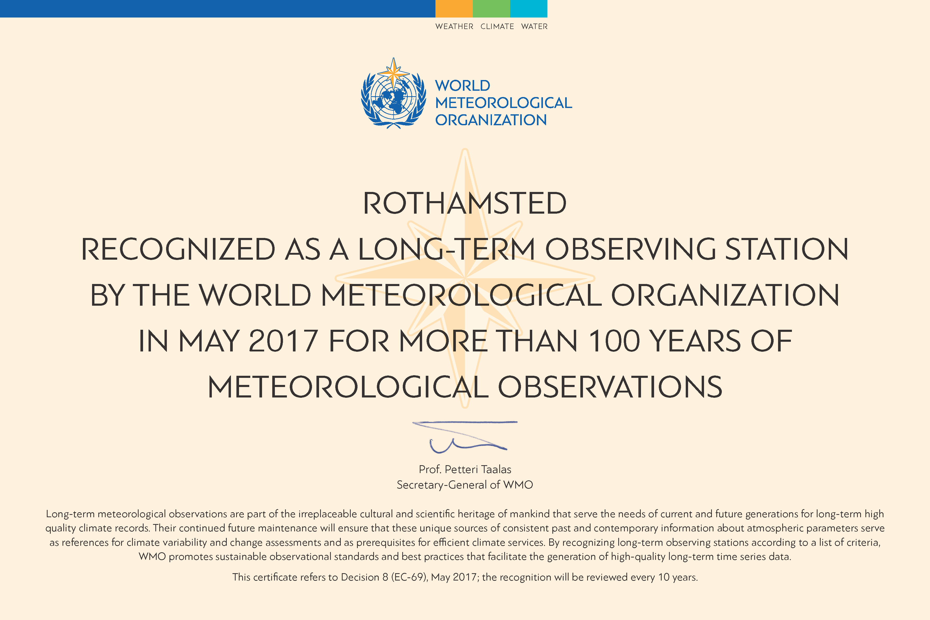 WMO Certificate