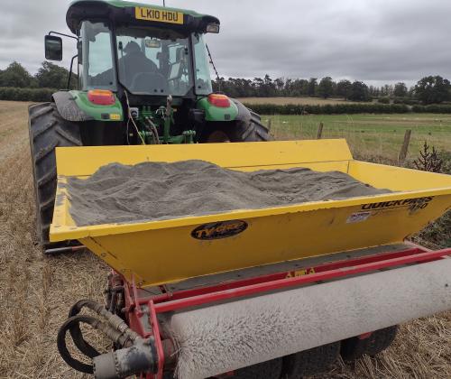 Quarry dust applied to a field