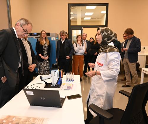 UK Ambassador Simon Martin tours the laboratories at UM6P